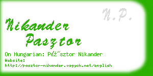 nikander pasztor business card